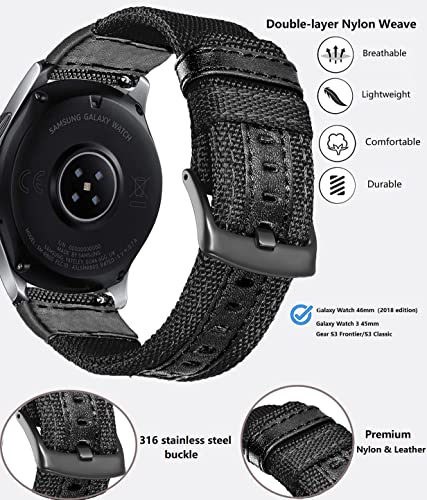 Olytop Galaxy Watch 46Mm Bands, Galaxy Watch 3 45Mm Band, Gear S3 Frontier Bands, 22Mm Nylon Sports Replacement Strap Wristband For Samsung Galaxy Watch 46Mm 2019/3 45Mm/ Gear S3-2 Pack #TOP2