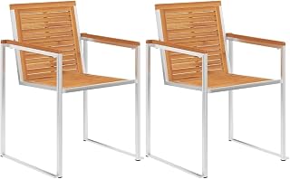 Kangmusi 3061493 - Sillas de jardín con cojín (2 unidades, madera maciza de acacia y acero)