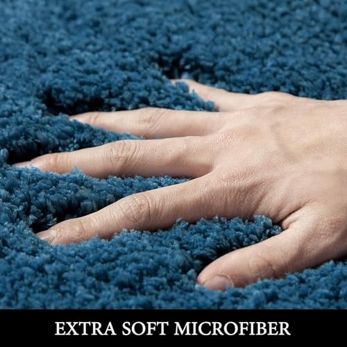 Image of Premium Antiskid Shaggy Carpet /Rug Plain Fur Rectangular Rugs,Soft Microfiber for Bedroom,Living Room,Kids Room,Hall etc (Navy, 1.5x4 Feet)
