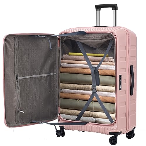 Image of Kaleenie 29 Inch Luggage with Expansion & Side Opening Design, 50 * 31(35)*76cm, 117L~133L Ligthweight ABS+PC Hardshell Checked Suitcase, TSA Lock & YKK Zipper with HINOMOTO 360 Wheels, Pink