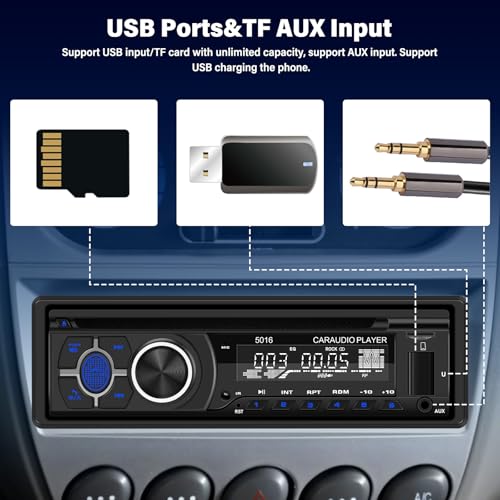 Reproductor Car Stereo UNITOPSCI Single Din CD DVD Bluetooth miniatura 5