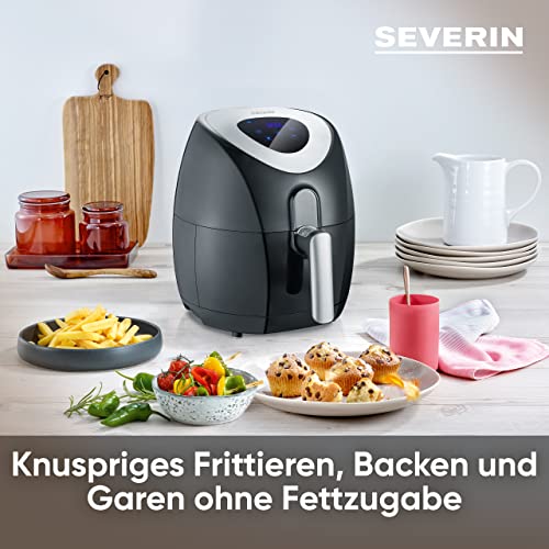 SEVERIN Heißluftfritteuse mit 6 Automatikprogrammen, Airfryer zum Frittieren ohne Fett, innovative Heißluft-Technologie für gesundes Frittieren, Schwarz/Edelstahl, FR 2430 – Bild 4