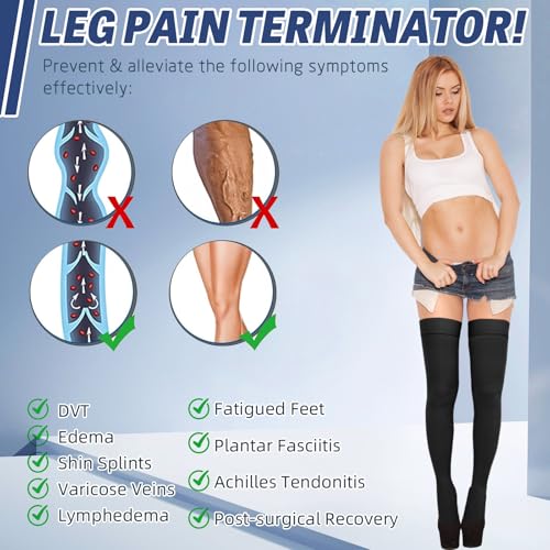 Image of 20-30 mmHg Compression Stockings for Women & Men,Thigh High Medical Compression Socks,Support Graduated Compression Hose Sock for Treatment Varicose Veins Swelling-Closed Toe /Open Toe /Footless