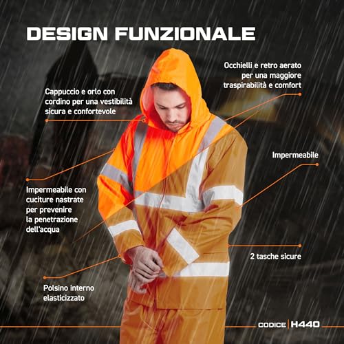 Portwest H440 Herren Leichte Wasserdichte Hi-Vis Regenjacke Orange, XL