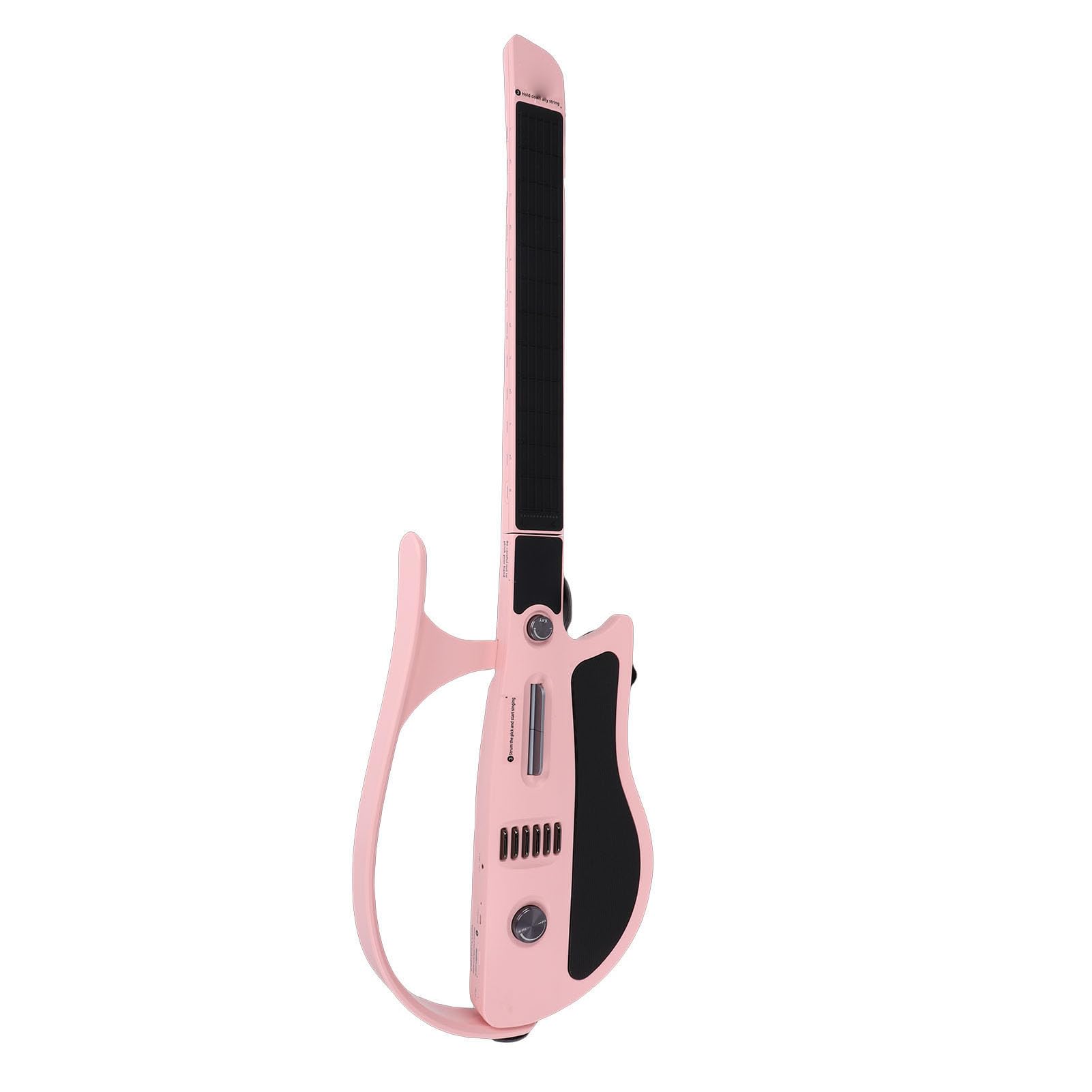 Chitarra Elettrica, Chitarra da Viaggio Pieghevole Portatile con Guida Luminosa Agli Accordi Connessa all'app per Principianti, Rosa, Batteria da 4000 MAh