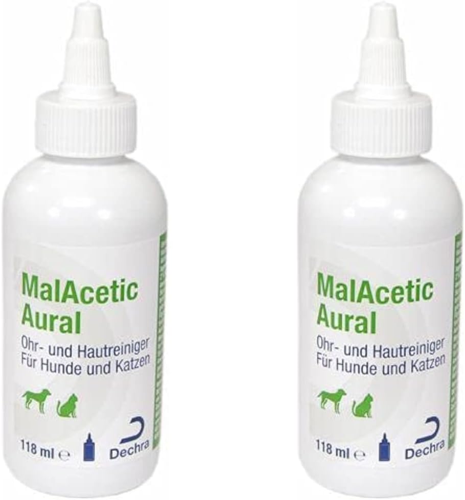 Dechra Albrecht MalAcetic Aural for Dogs and Cats for Ear and Skin Care Bundle 2 x 118 ml