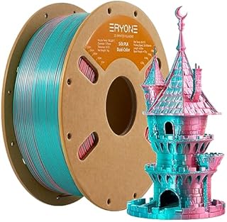 Eryone Jedwabisty dwukolorowy filament PLA o średnicy 1,75 mm, do drukarki 3D, PLA, tolerancja -0,03 mm, współwytłaczany, błyszczący, 1 kg, jedwabny, turkusowy i pomarańczowo-czerwony