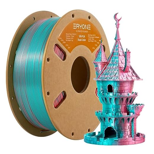 ERYONE Silk Dual Color PLA Filament 3D Printer 1.75mm +/- 0.03mm, Bicolor Filament Two Tone PLA 1KG(2.2lbs) Cardboard Spool, Teal&Orange Red