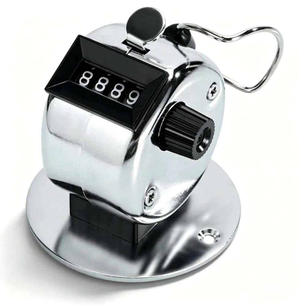 Contador Manual Mecánico 4 Dígitos Clicker Portátil Acero Inoxidable
