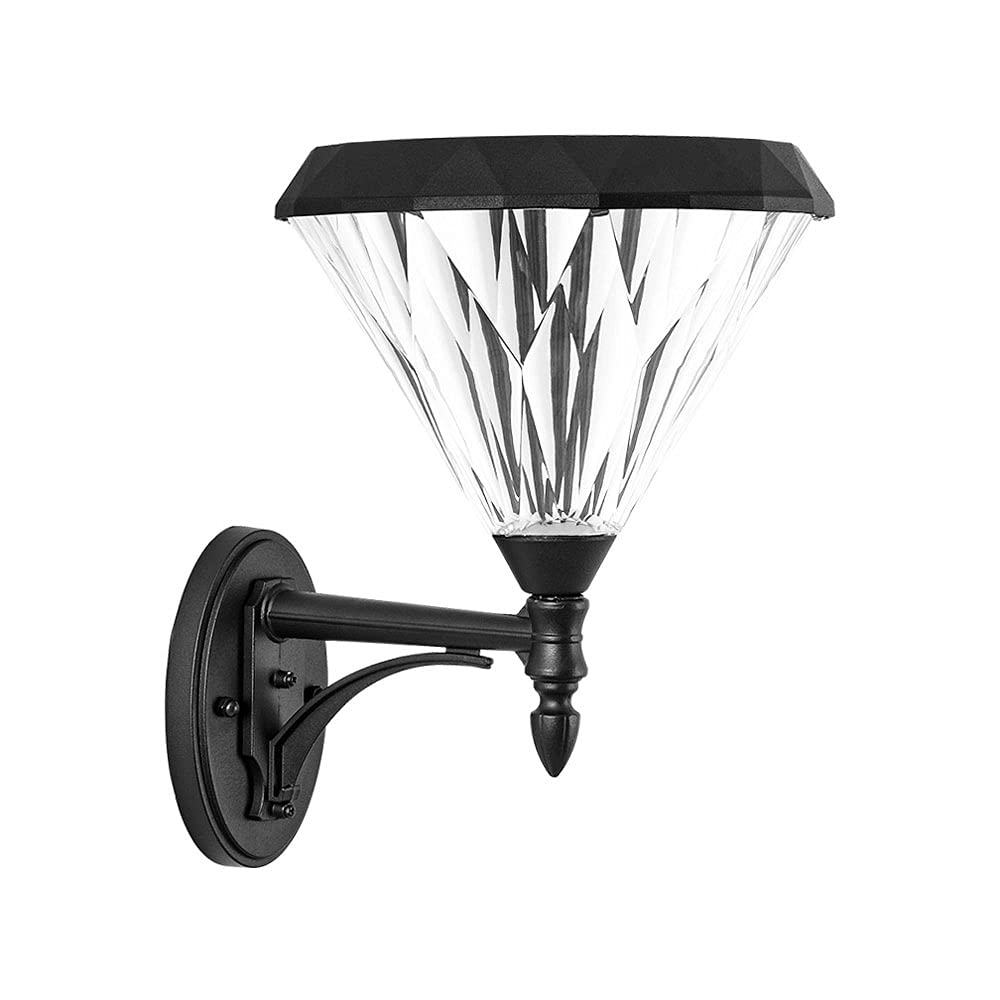 SXSCARKX Modern Minimalist Black Outdoor Wall Lantern Control Solar Waterproof Sconce Transparent Lampshade Mount Light Courtyard Villa Gate Lamp