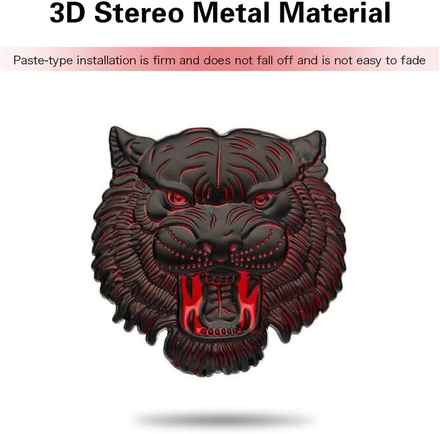 Image of JVCV 3D Metal Tiger Sticker Chrome Logo Decal Emblem Badge for All Cars Bikes Laptops Headphones Helmets Home Office Accessory (Tiger, Black)