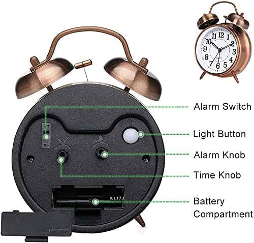 Image of Alarm Clock, Silent Non Ticking Small Clock, Battery Operated, Simple Design, Old Fashioned Style Ideal Decor, for Bedroom, Bedside, Desk, Adult, Kid, Gift (Tween Golden)