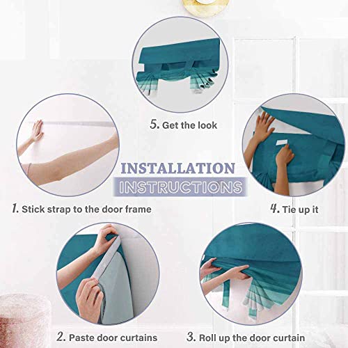 Vdlbt French Door Curtains Teal Turqoise And White Ombre Geometric Watercolor Sea Wave Window Curtains For Patio Front Door Privacy Thermal Insulated Sidelight Curtain Tie Up Shade 26 X 70 Inches #TOP5