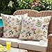 ViaElayu Outdoor Kissen 40x40 Kissenbezug Gelb Blumen Grün Blatt Schmetterling Wetterfest Kissenhülle Sofakissen Dekokissen Gartenkissen Couchkissen Sommer Deko für Wohnzimmer Bank Terrasse 2er Set