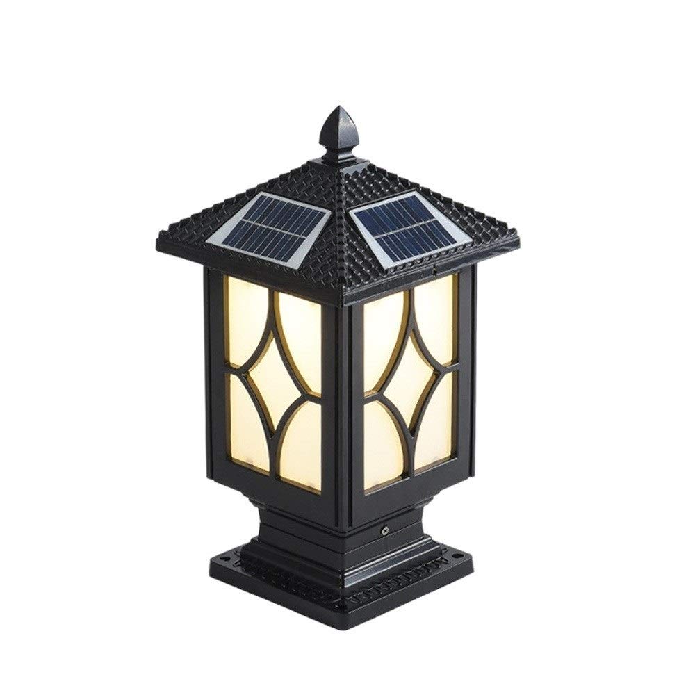 QUSYZD Lamp Post Lights Outdoor, Lamp Post Lights, Vintage Outdoor Led Solar Post Light Square Waterproof Lantern External Garden Solar Pillar Lamp Fence Landscape Path Lightin,Black