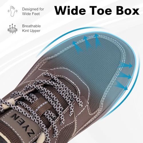 Image of ZYEN Mens Barefoot Shoes Wide Toe Box Trail Running Sneakers Zero Drop Non-Slip Extra Wide Width Walking Shoes Minimalist Wrestling Sneakers Gym Trainer
