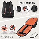EVERKI 32L Atlas Business Laptop Backpack – Adjustable Compartment for Work, Travel-Friendly Business & Office Backpack for Men & Women, College, Durable Computer Bag, Fits 13"-17.3", Black - Image 4
