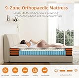 SCEPKN 4FT6 Double Mattress, 9-Zone Gel Memory Foam, 10 Inch Pocket Sprung Hybrid Orthopedic Mattress Breathable Soft Fabric for Pressure Relief and Motion Isolation,135x190x25cm - Image 4