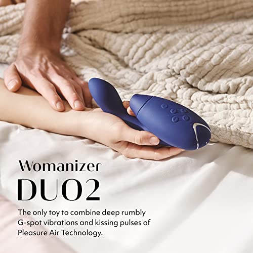 Womanizer Duo 2 Clitoral Sucking Rabbit Vibrator - Clit G-spot Vibrating Sex Toy - 14 Intensity Levels & 10 Vibration Modes - Waterproof G spot Vibrating Toy - Rechargeable Dual Stimulator - Blueberry