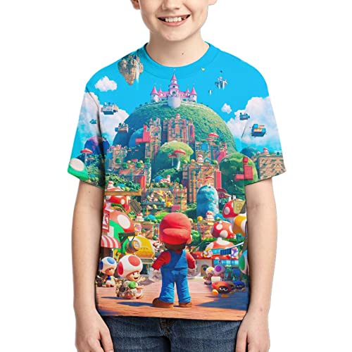 Fnasfia XIAYUANTDX-536550094-BLACK-31 Super Cute Bros Youth Cartoon T-Shirt Kids Crewneck Short Sleeve Novelty Tops Tee cover