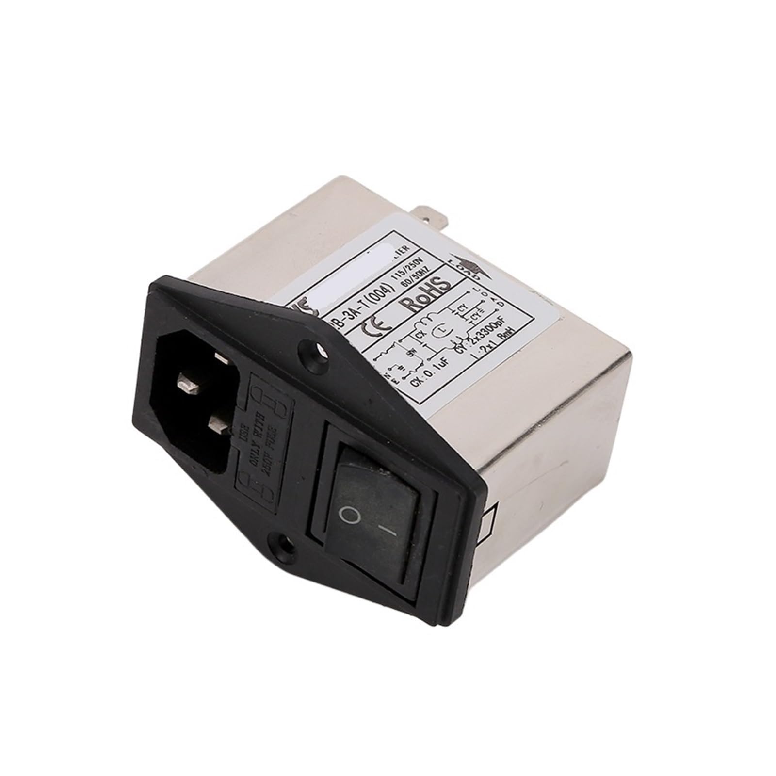 WBBAYDRFR CW2B-3A/6A/10A-T Double Insurance Power Filter Anti-Interference 220V pin Socket Fuse Switch(CW2B-3A-T 004)