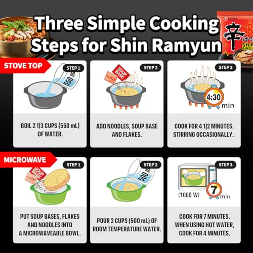 Image of Nongshim Shin Ramyun Noodles, Spicy Korean Signature Instant Ramyun, Rich Beef Flavored Broth, Microwaveable, Korean Instant Noodles, 4.23 oz (Pack of 16), Packaging May Vary