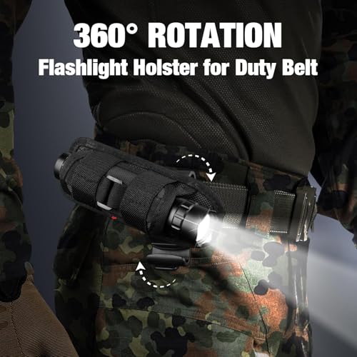 ULTRAFIRE Tactical Flashlight with Holster for Duty Belt, 1000 High Lumen Police Flashlight with Belt Holster, Rechargeable Law Enforcement Flashlight, 3 Modes Security Flashlights WF-501BX