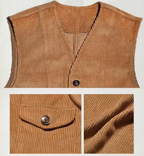 Men's Corduroy Suit 2 Piece Vest and Pants Set Wedding Groomsmen Slim Fit Retro Formal Prom Tuxedo3