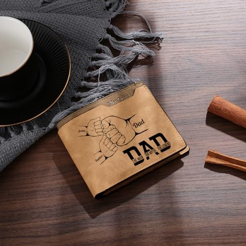Personalized Leather Wallet for Men - Custom Wallet For Dad With Kids Names，Engraved Gift for Dad from Son Daughter for Father's Day, Birthday, Christmas (Style 3)4