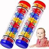 2 Pack Rainmaker Toy, Beaded Raindrops Rainmaker, Rainmaker Stick, Developmental Sensory Shaker, Musical Instrument for Babies,Toddlers and Kids