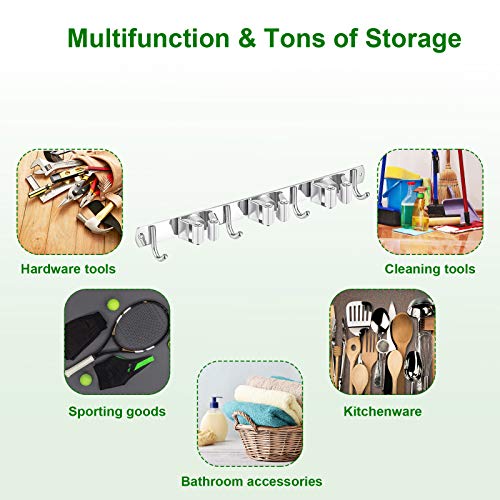 Kulemax Mop And Broom Holder Wall Mount Heavy Duty, Premium Stainless Steel Utility Rack For Tools Hanger, Metal Broom Closet Organizer For Home, Garage, Even Outdoor #TOP1