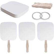 25 Sets Church Fans Handheld DIY Paper Fans Sublimation Blank Fans Wooden Sticks for Church Parties School Activities 7.16.3inches