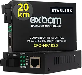 Par Conversor Mídia Fibra Óptica 20km A+b Gigabit Rj45 1gb