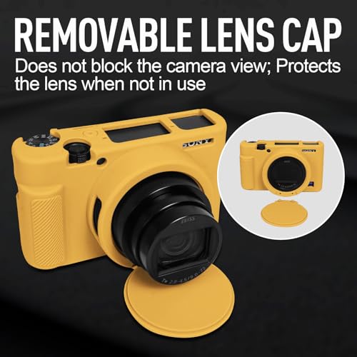 Image of Easy Hood Case for Sony DSC-RX100 IV V VI VII DSLR Camera, Silicone Camera Case Lightweight Soft Carrying Cover with Removable Lens Cover (Yellow)