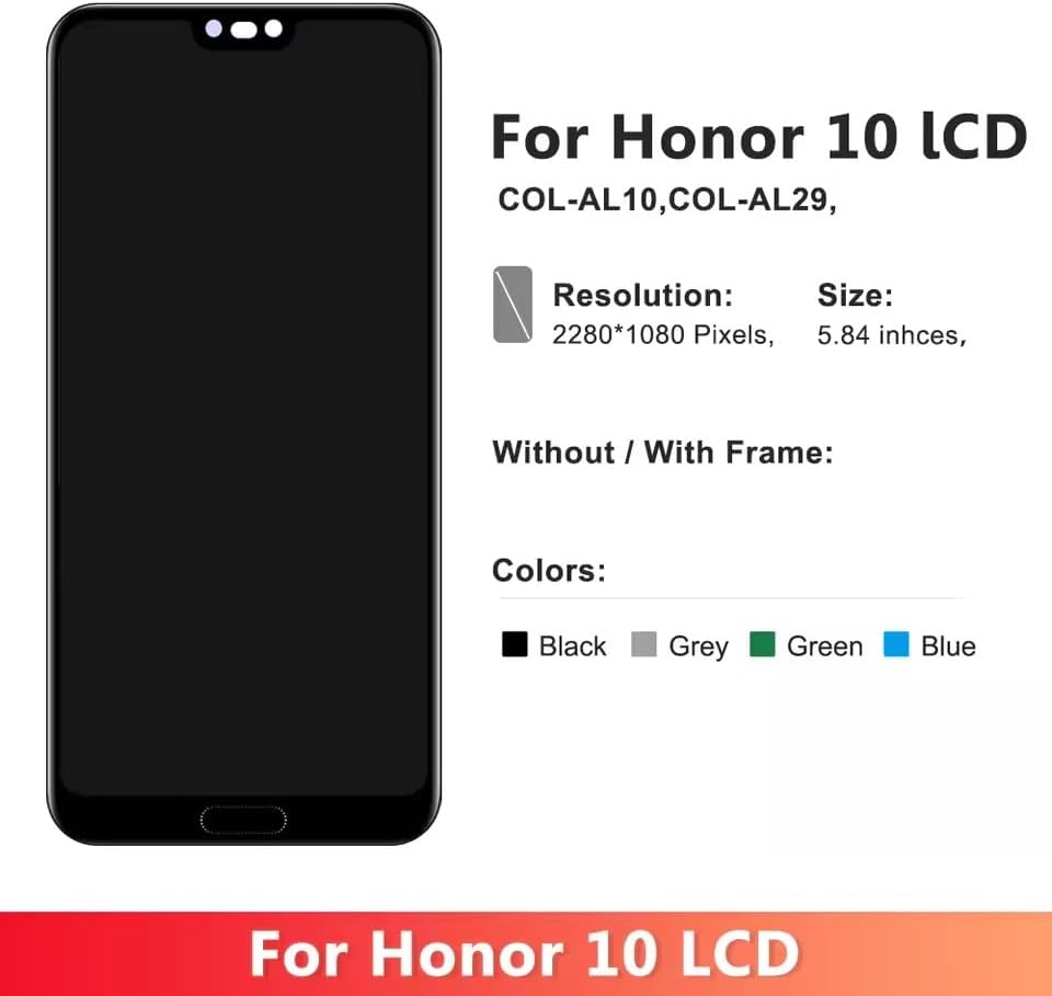 YOOOKOOO Huawei Honor 10 COL-AL10 L29 5.8インチ LCD ディスプレイ タッチスクリーン デ