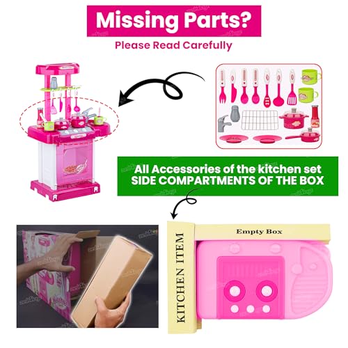 Image of Zest 4 Toyz Kitchen Set for Kids Girls Big Cooking Set Light and Sound Pretend Play Toy Battery operated with Accessories - Pink