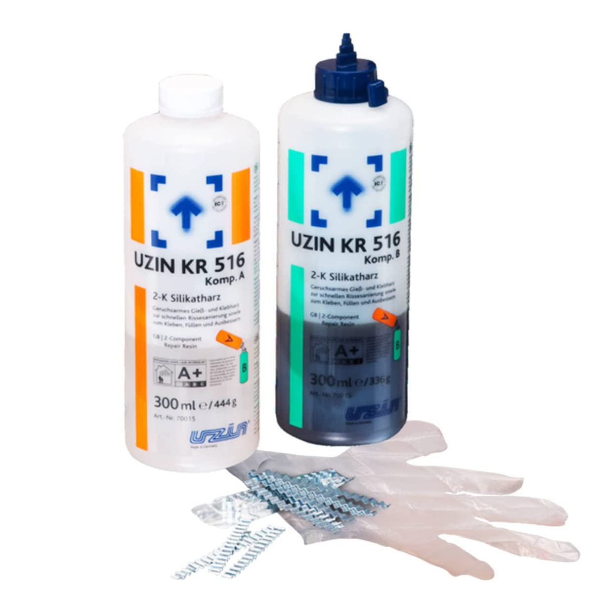 UZIN KR 516 2-K Silikatharz Kleben von Winkelschienen, Nagelleisten 2 x 300 ml Geruchsarmes Gieß- und Klebharz zur schnellen Rissesanierung sowie zum Kleben