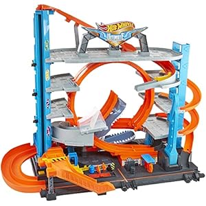 Hot Wheels City Ultieme Garage met Haaienaanval – Ruimte Voor 90+ Auto’s – Werkplaats en Dubbele Loopingbaan – Voor Kinderen vanaf 5 Jaar