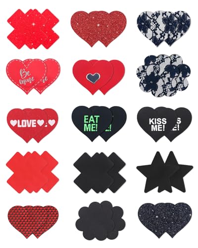 Image of CICKEE Pasties Rave Pack - 15 Pairs Nipple Covers Stickers - Disposable Sticky Breast Petals