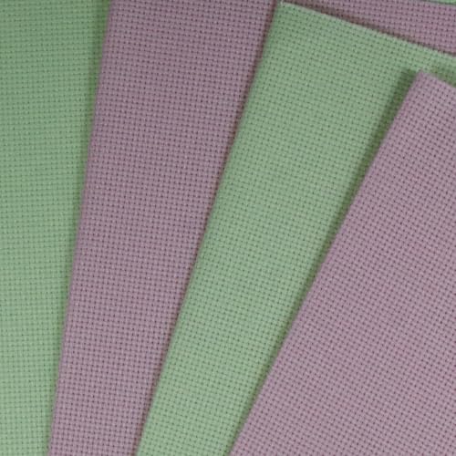 Image of KCS 4 /6 pc of 12 inch x 18 inch 30cmx45cm 16CT Counted Cotton Aida Cloth Cross Stitch Fabric (Pink+Light Green, 4 pc)