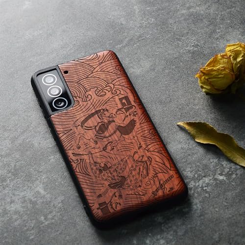 Coque Samsung S22 bois antichoc étui silicone flexible Carveit rosé