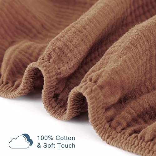 Image of GRSSDER 100% Cotton Muslin Crib Sheet 2 Pack - Breathable & Ultra-Soft Fitted Crib Sheets for Standard Baby & Toddler Mattresses, 52 inchx28 inch with 9 inch Deep Pocket, Snug Fit All-Around Elastic
