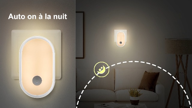 Veilleuse LED Alyvisun Avec Capteur Crépuscule - Luminosité Réglable - Pour Chambre, Couloir, Cuisine