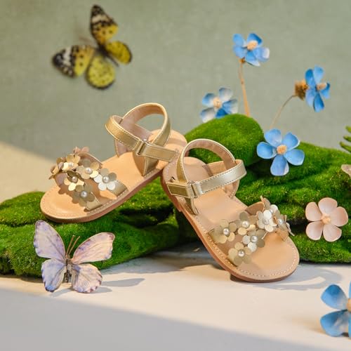 Image of PHIRAMIN Toddler Girl Sandals - Flower Girl Dress Shoes Open Toe Little Kid Wedding Party