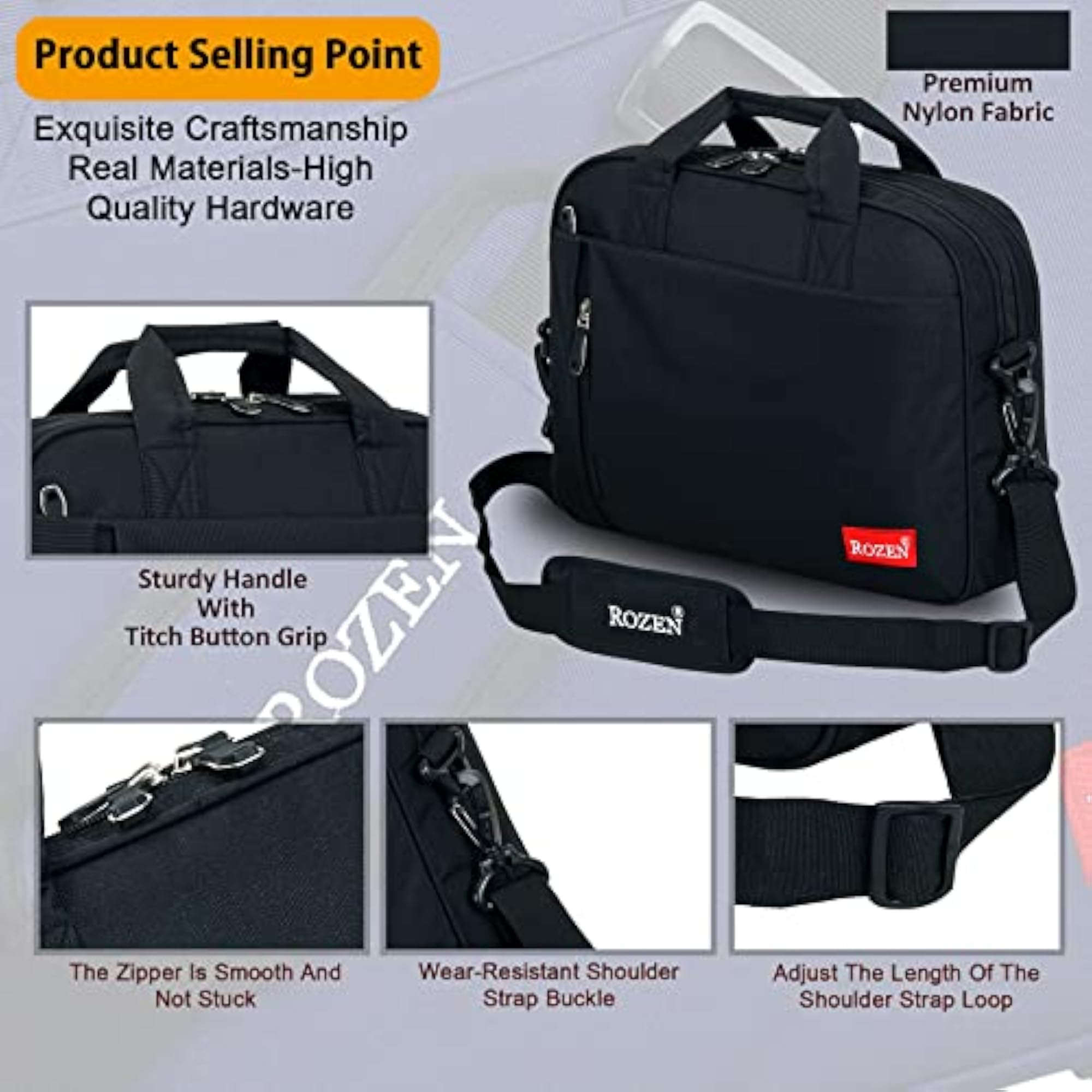 15.6 inch Laptop Briefcase Shoulder Sling Bag for Men and Women