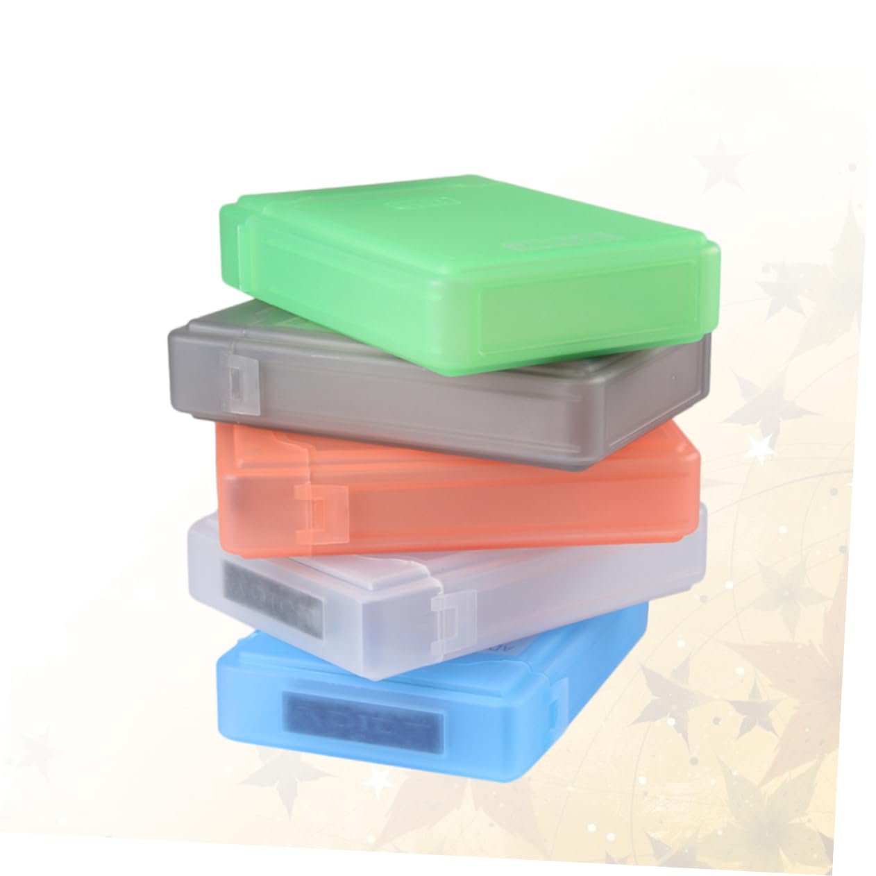 BRIGHTFUFU 5Pcs Hard Drive Protection Case Portable Plastic Storage Box White Blue Green Orange for Secure Hard Disk Holder and Organization
