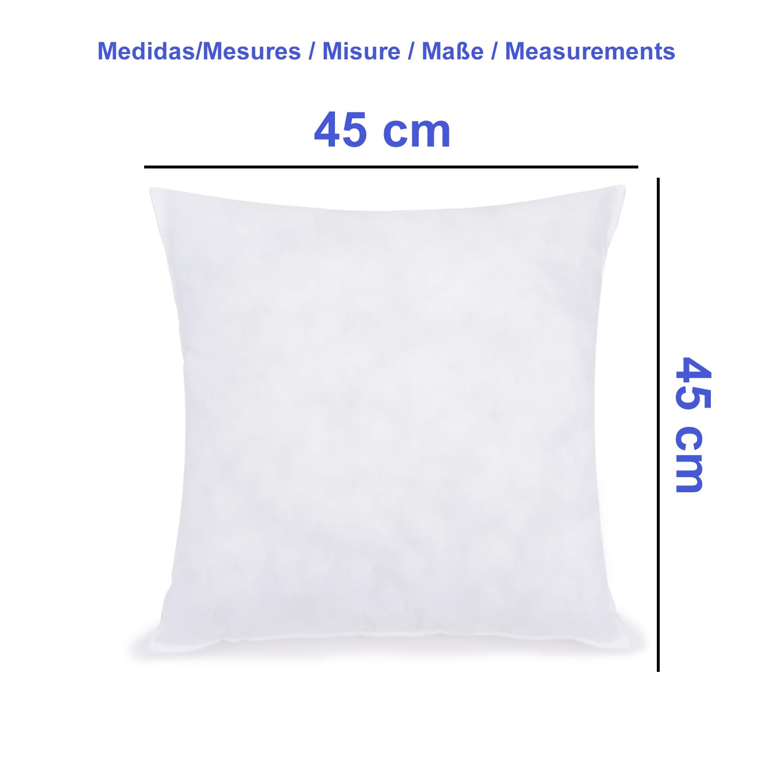 PEKITAS Confezione da 2 pezzi nucleo imbottito cuscino in fibra cava siliconata 45 x 45 cm alto recupero solido morbido soffice, anallergico decorativo casa camera da letto soggiorno