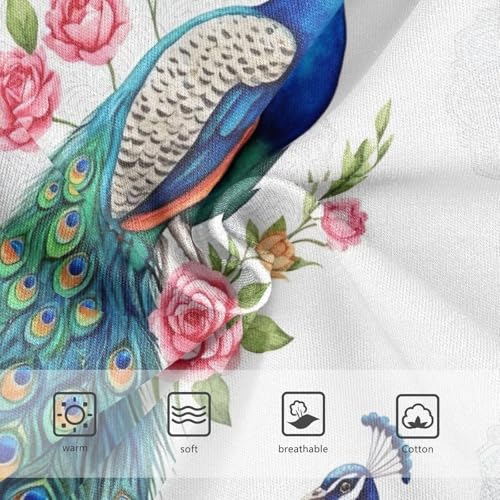 Toddler Girl Panties, Peacocks Blue Green Feathers Cotton Underwear for Girls, 2T–8 Years3