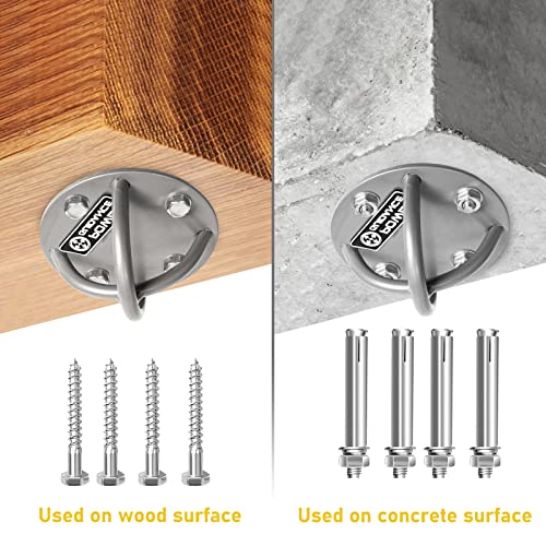 Image of POWER GUIDANCE Wall and Ceiling Mount Bracket for Suspension Straps, Gymnastic Rings, Yoga Swings & Hammock Resistance Band Battle Rope (Sliver (Set of 2))