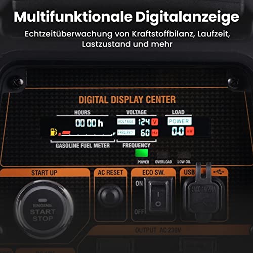 maXpeedingrods Stromgenerator Inverter 3500W Generator Gas Leise mit Elektrostarter Fernbedienung Stromerzeuger LPG Benzin Digitaler Leicht als Notstromaggregat für Camping Garage Reise Outdoor